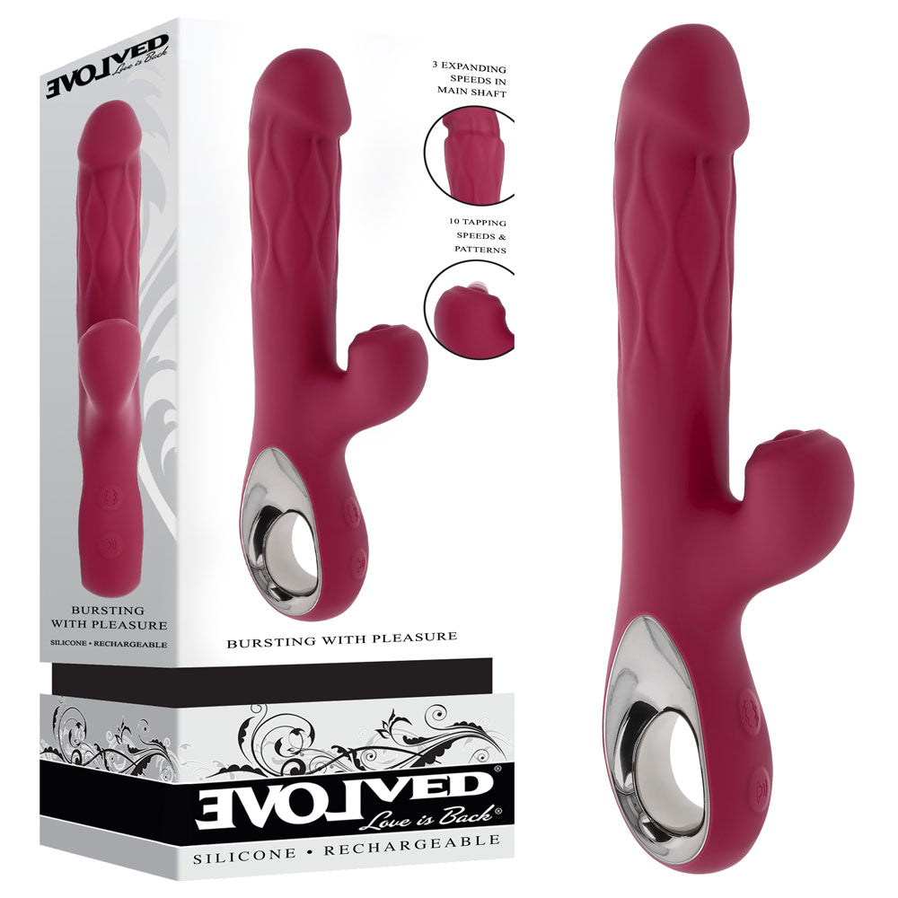 Evolved BURSTING WITH PLEASURE - Red 25.4 cm Vibrator with Tapping