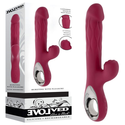 Evolved BURSTING WITH PLEASURE - Red 25.4 cm Vibrator with Tapping