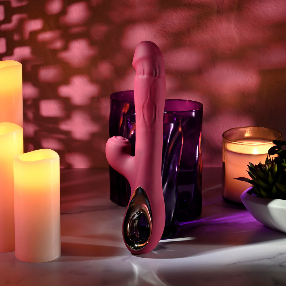 Evolved BURSTING WITH PLEASURE - Red 25.4 cm Vibrator with Tapping