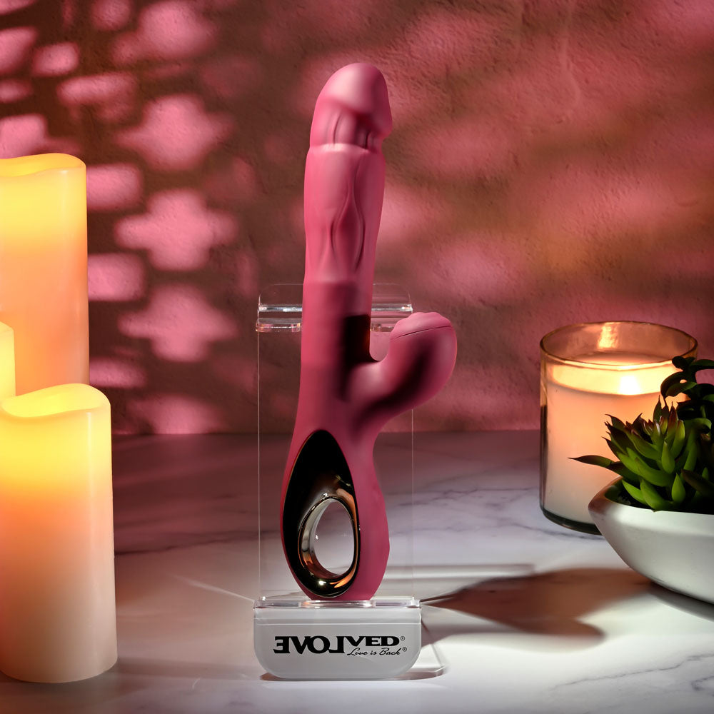 Evolved BURSTING WITH PLEASURE - Red 25.4 cm Vibrator with Tapping