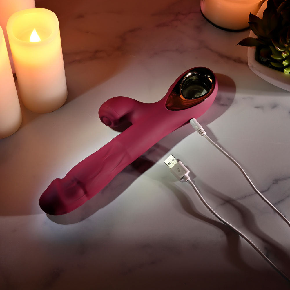 Evolved BURSTING WITH PLEASURE - Red 25.4 cm Vibrator with Tapping