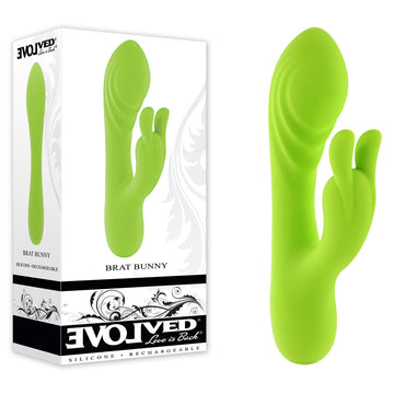 Evolved BRAT BUNNY - Green 16.2 cm USB Rechargeable Rabbit Vibrator