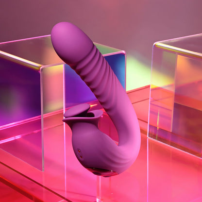 Evolved DEEP ECSTASY - Purple 16.5 cm Thrusting and Tapping Vibrator