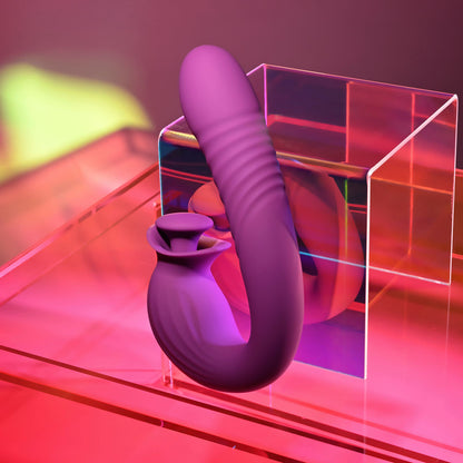 Evolved DEEP ECSTASY - Purple 16.5 cm Thrusting and Tapping Vibrator