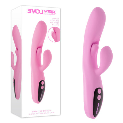 Evolved PUSH THE BUTTON - Pink 23.5 cm Rabbit Vibrator with G-Spot Bud