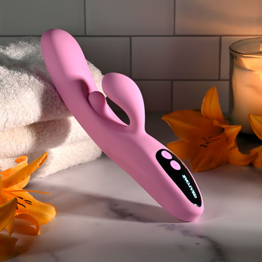 Evolved PUSH THE BUTTON - Pink 23.5 cm Rabbit Vibrator with G-Spot Bud