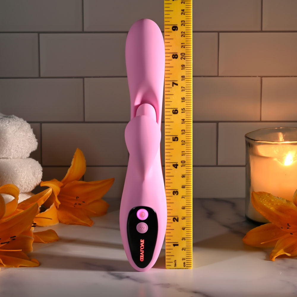 Evolved PUSH THE BUTTON - Pink 23.5 cm Rabbit Vibrator with G-Spot Bud