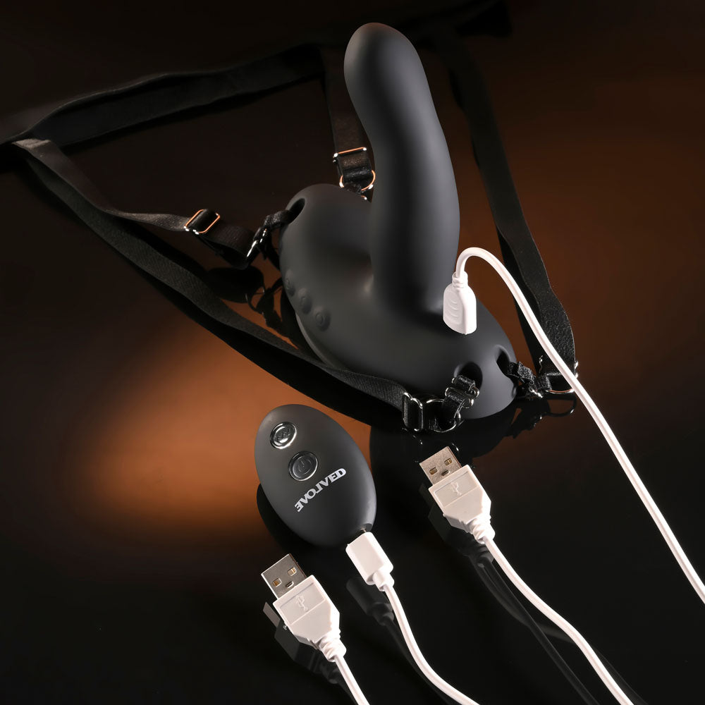 Evolved COME CLOSER - Black Vibrating Strap-On