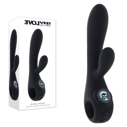 Evolved BLACK MAGIC - Black 20 cm Rabbit Vibrator with LED Screen