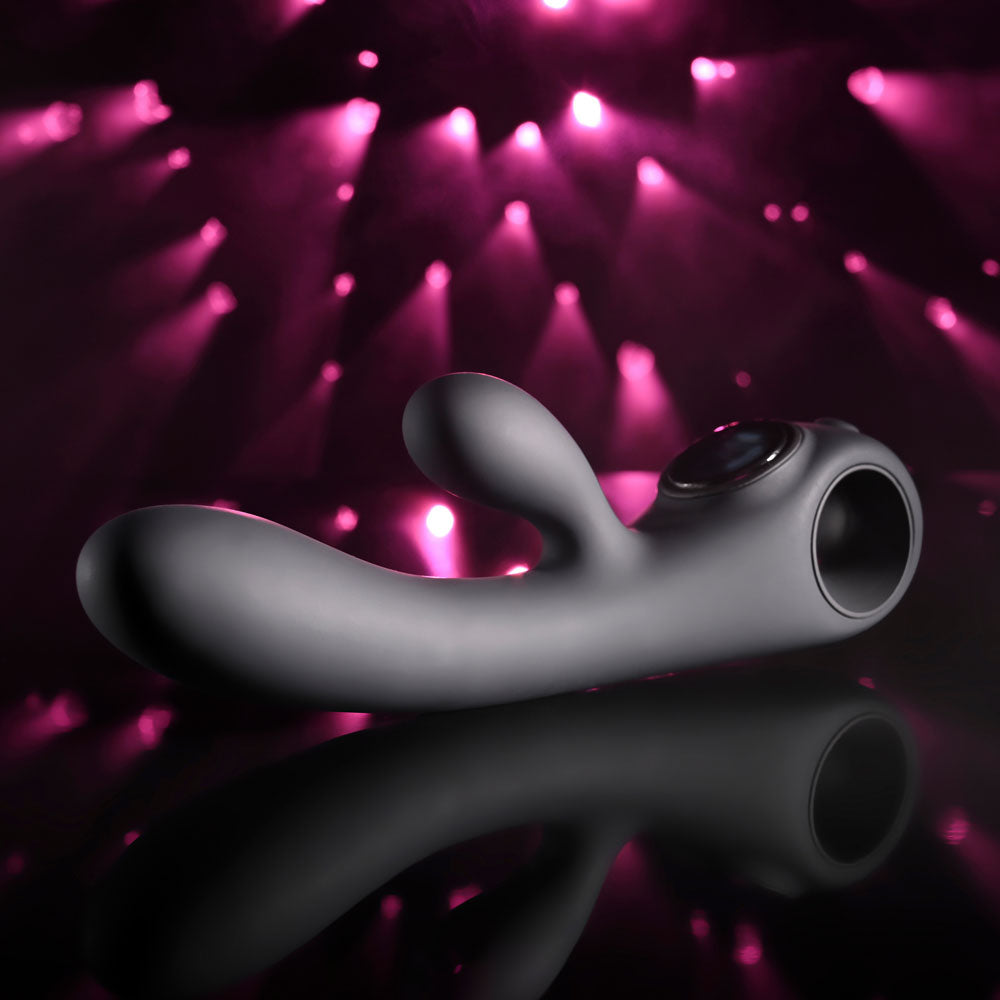 Evolved BLACK MAGIC - Black 20 cm Rabbit Vibrator with LED Screen