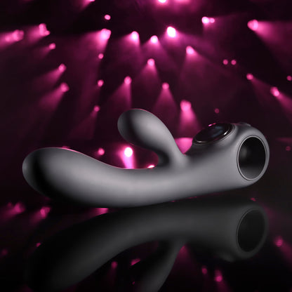 Evolved BLACK MAGIC - Black 20 cm Rabbit Vibrator with LED Screen