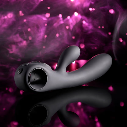Evolved BLACK MAGIC - Black 20 cm Rabbit Vibrator with LED Screen