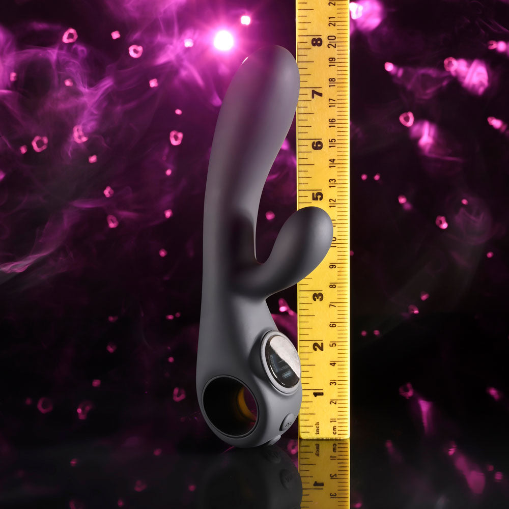 Evolved BLACK MAGIC - Black 20 cm Rabbit Vibrator with LED Screen
