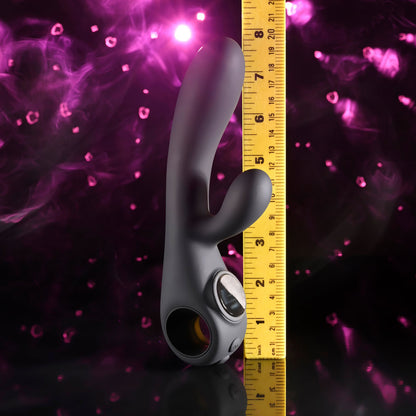 Evolved BLACK MAGIC - Black 20 cm Rabbit Vibrator with LED Screen