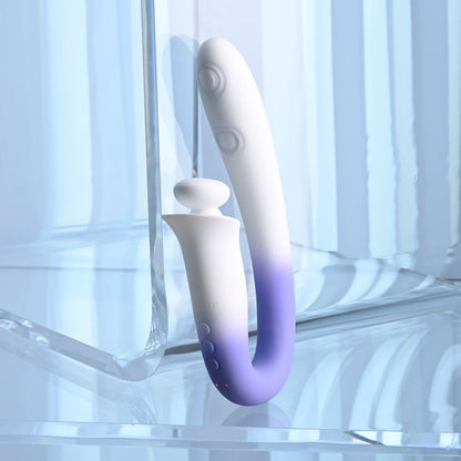 Evolved SPRING LOADED - White/Purple 23 cm Multi-Tapping Vibrator