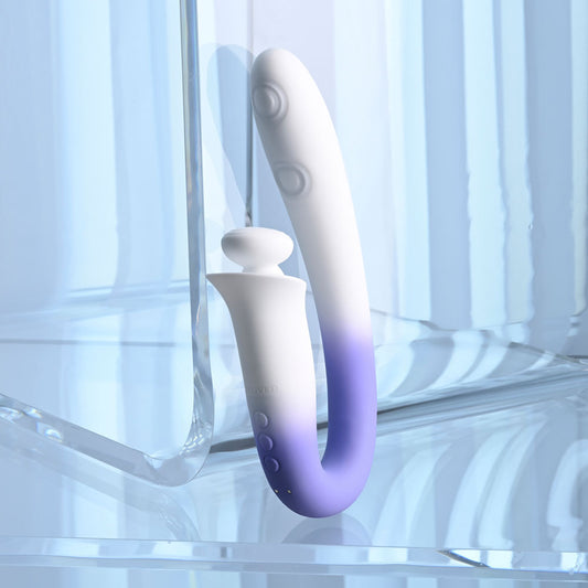 Evolved SPRING LOADED - White/Purple 23 cm Multi-Tapping Vibrator