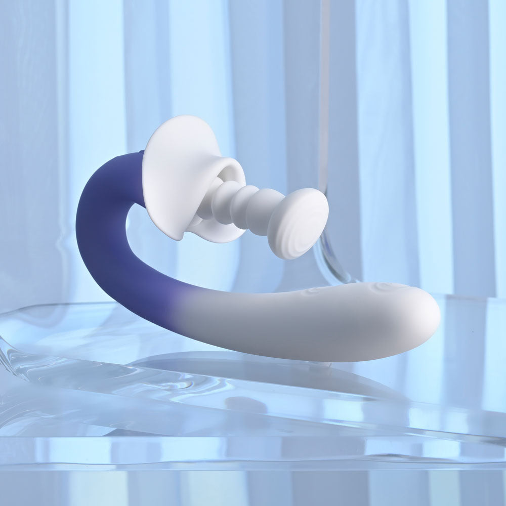 Evolved SPRING LOADED - White/Purple 23 cm Multi-Tapping Vibrator