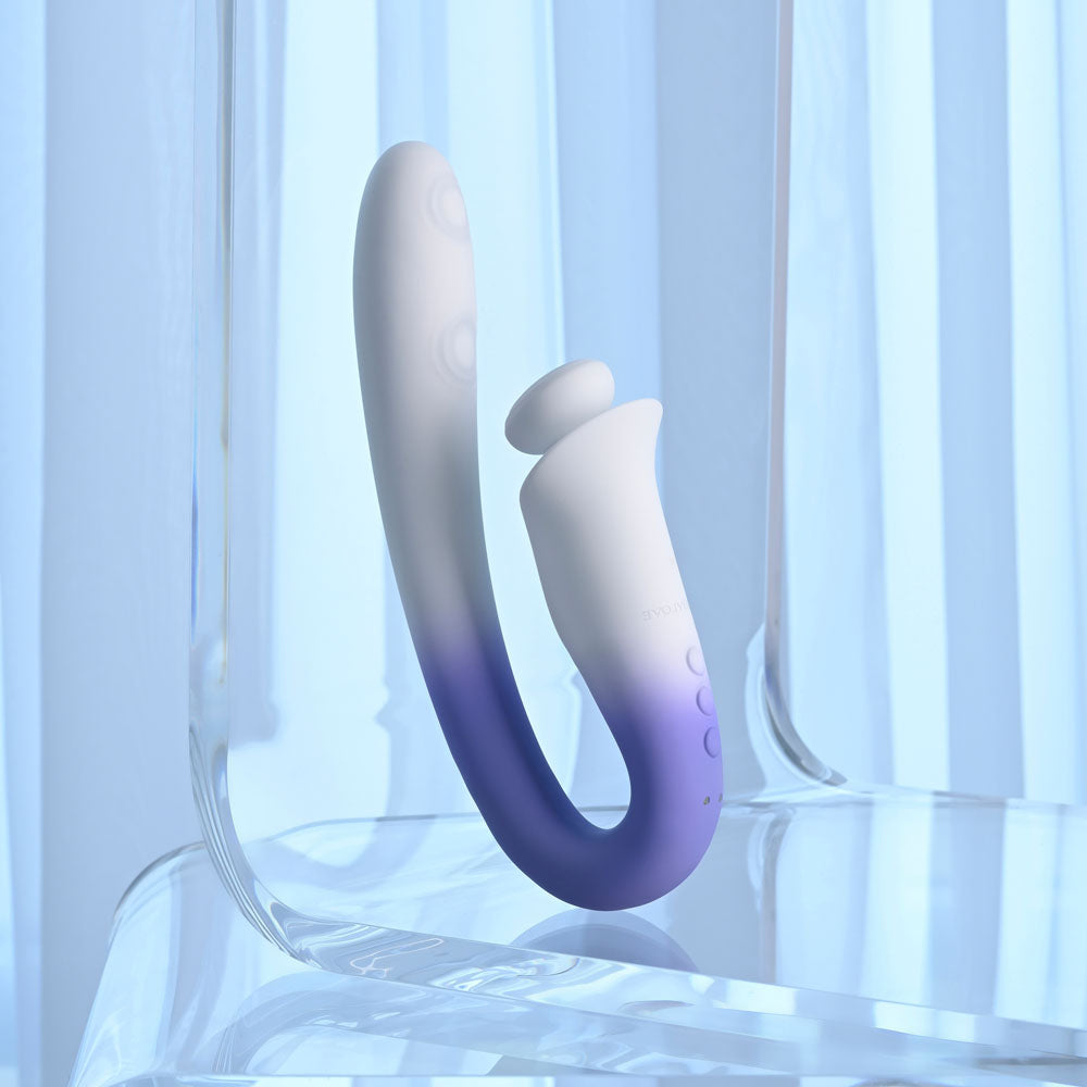 Evolved SPRING LOADED - White/Purple 23 cm Multi-Tapping Vibrator