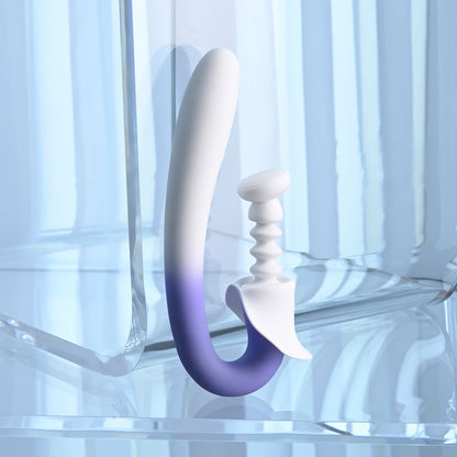Evolved SPRING LOADED - White/Purple 23 cm Multi-Tapping Vibrator