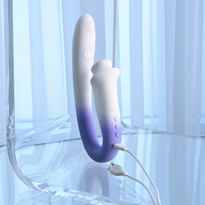 Evolved SPRING LOADED - White/Purple 23 cm Multi-Tapping Vibrator