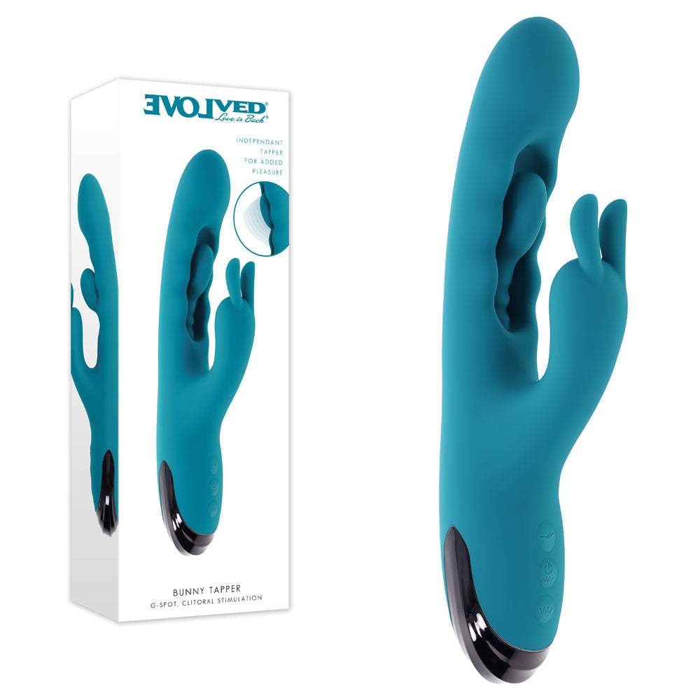 Evolved BUNNY TAPPER - Blue 20 cm Rabbit Vibrator with Flicking Shaft