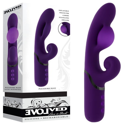 Evolved PLEASURE PUFF - Purple 24.1 cm Inflatable Rabbit Vibrator