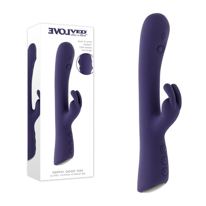Evolved POPPIN GOOD TIME - Purple 20 cm USB Rechargeable Rabbit Vibrator