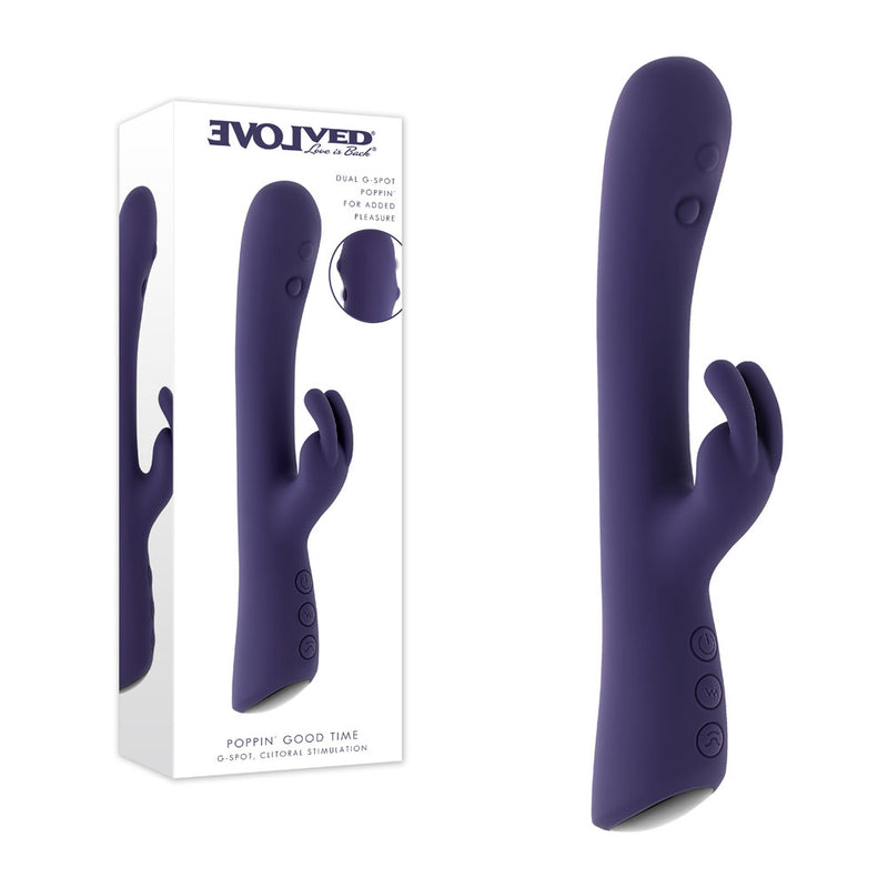 Evolved POPPIN GOOD TIME - Purple 20 cm USB Rechargeable Rabbit Vibrator