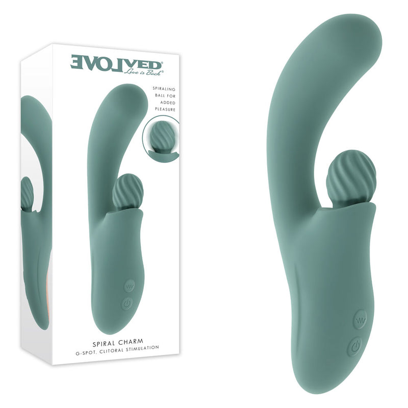 Evolved SPIRAL CHARM - Green 18 cm USB Rechargeable Rabbit Vibrator