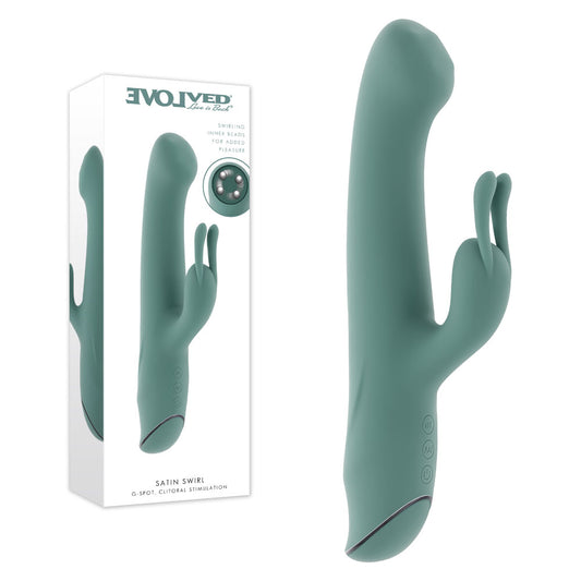 Evolved SATIN SWIRL - Green 23 cm Rabbit Vibrator with Swirling Head