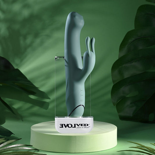 Evolved SATIN SWIRL - Green 23 cm Rabbit Vibrator with Swirling Head