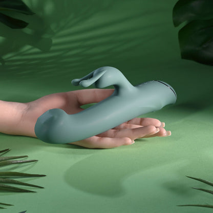 Evolved SATIN SWIRL - Green 23 cm Rabbit Vibrator with Swirling Head