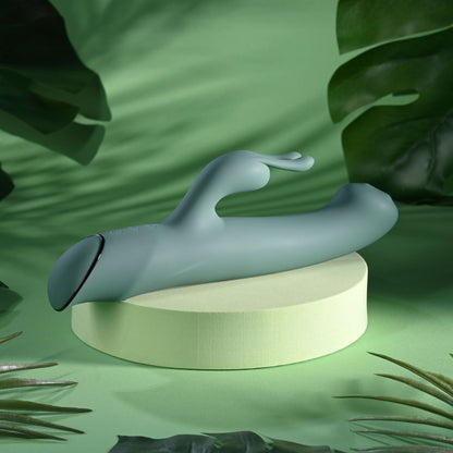 Evolved SATIN SWIRL - Green 23 cm Rabbit Vibrator with Swirling Head
