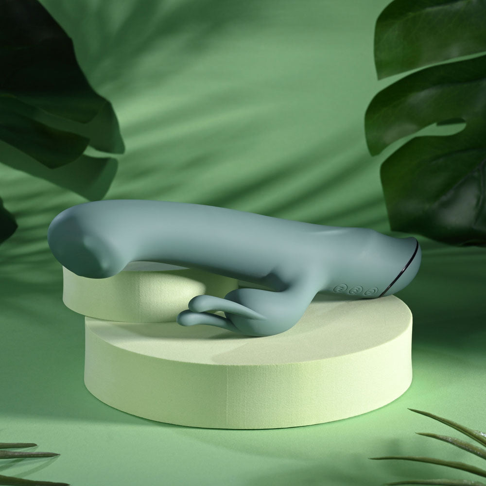 Evolved SATIN SWIRL - Green 23 cm Rabbit Vibrator with Swirling Head