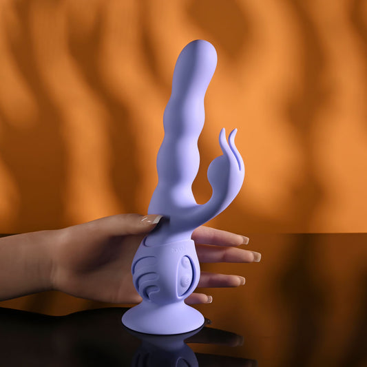 Evolved WIGGLY BUNNY - Purple Rabbit Vibrator with Suction Base