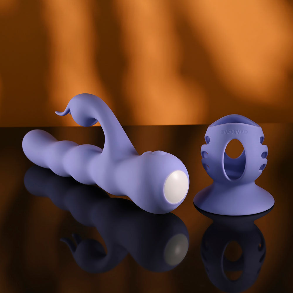 Evolved WIGGLY BUNNY - Purple Rabbit Vibrator with Suction Base