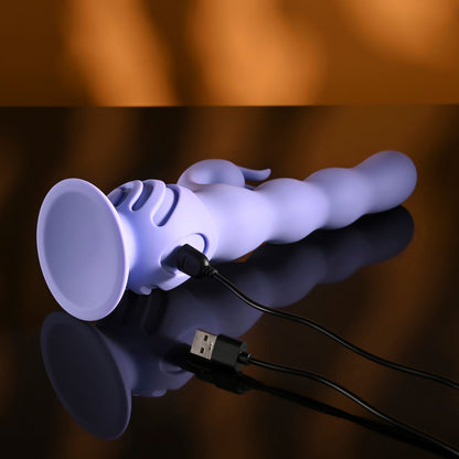 Evolved WIGGLY BUNNY - Purple Rabbit Vibrator with Suction Base