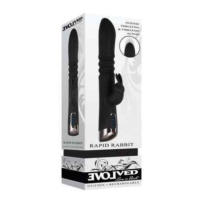 Evolved Rapid Rabbit - Black 25.4 cm Thrusting Rabbit Vibrator