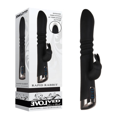 Evolved Rapid Rabbit - Black 25.4 cm Thrusting Rabbit Vibrator