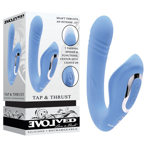 Evolved TAP & THRUST - Blue USB Rechargeable Dual Vibrator - Image 1