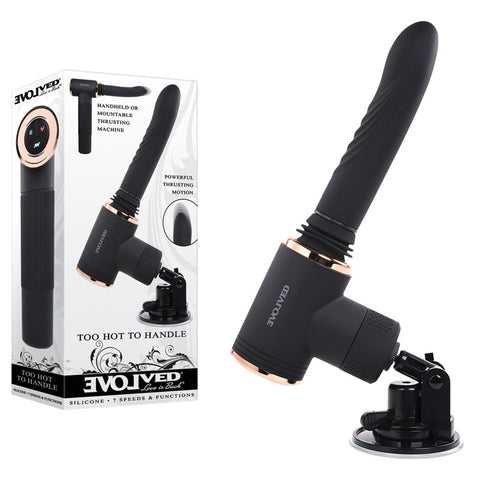 Evolved TOO HOT TO HANDLE - Black USB Rechargeable Thrusting Vibe with Stand - Image 1