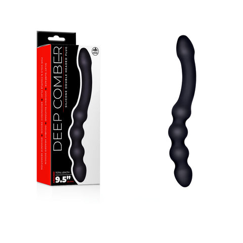 Deep Comber - Black 24 cm Silicone Beaded Double Dildo - Image 1