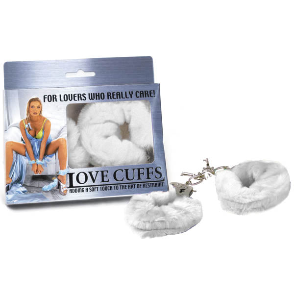 Love Cuffs - White Fluffy Hand Cuffs - Image 1