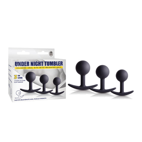 Under Night Tumbler - Black Butt Plugs with Weighted Balls - Set of 3 Sizes - Image 1