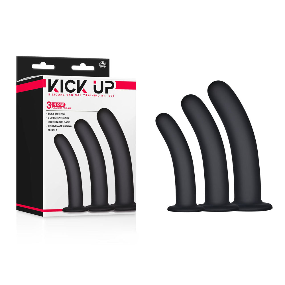 Kick Up Silicone Vaginal Training Kit - Black Vaginal Dilators