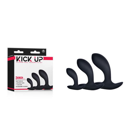 Kick Up Anal Trainer Set - Black Butt Plugs - Set of 3 Sizes - Image 1