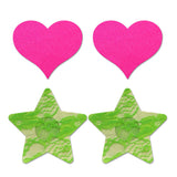 GLOW Fashion Pasties Set - Neon Green & Solid Pink - 2 Sets Included - Image 2