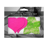 GLOW Fashion Pasties Set - Neon Green & Solid Pink - 2 Sets Included - Image 1