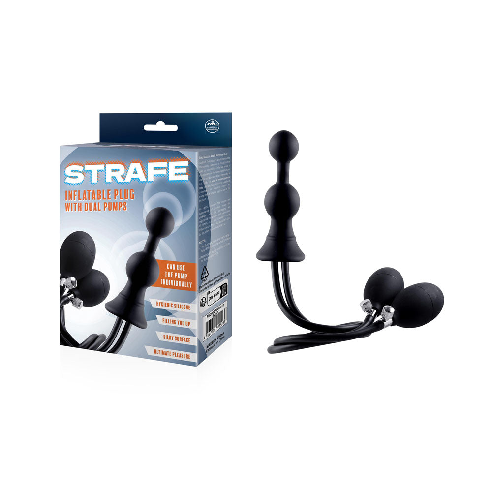 Strafe - Black Inflatable Butt Plug with Dual Hand Pumps - Image 1