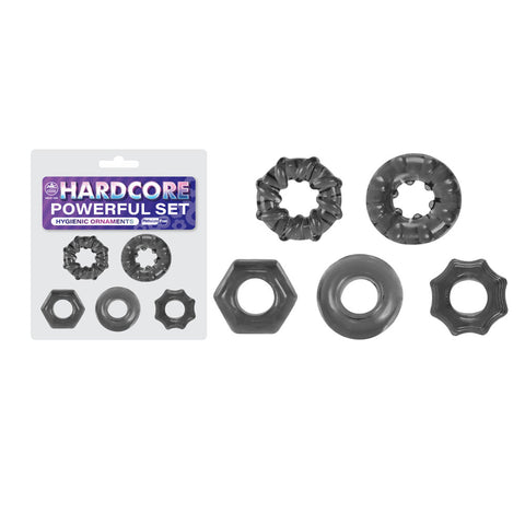 Hardcore Powerful Set Cock Rings - Set of 5 - Smoke Cock Rings - Set of 5 - Image 1
